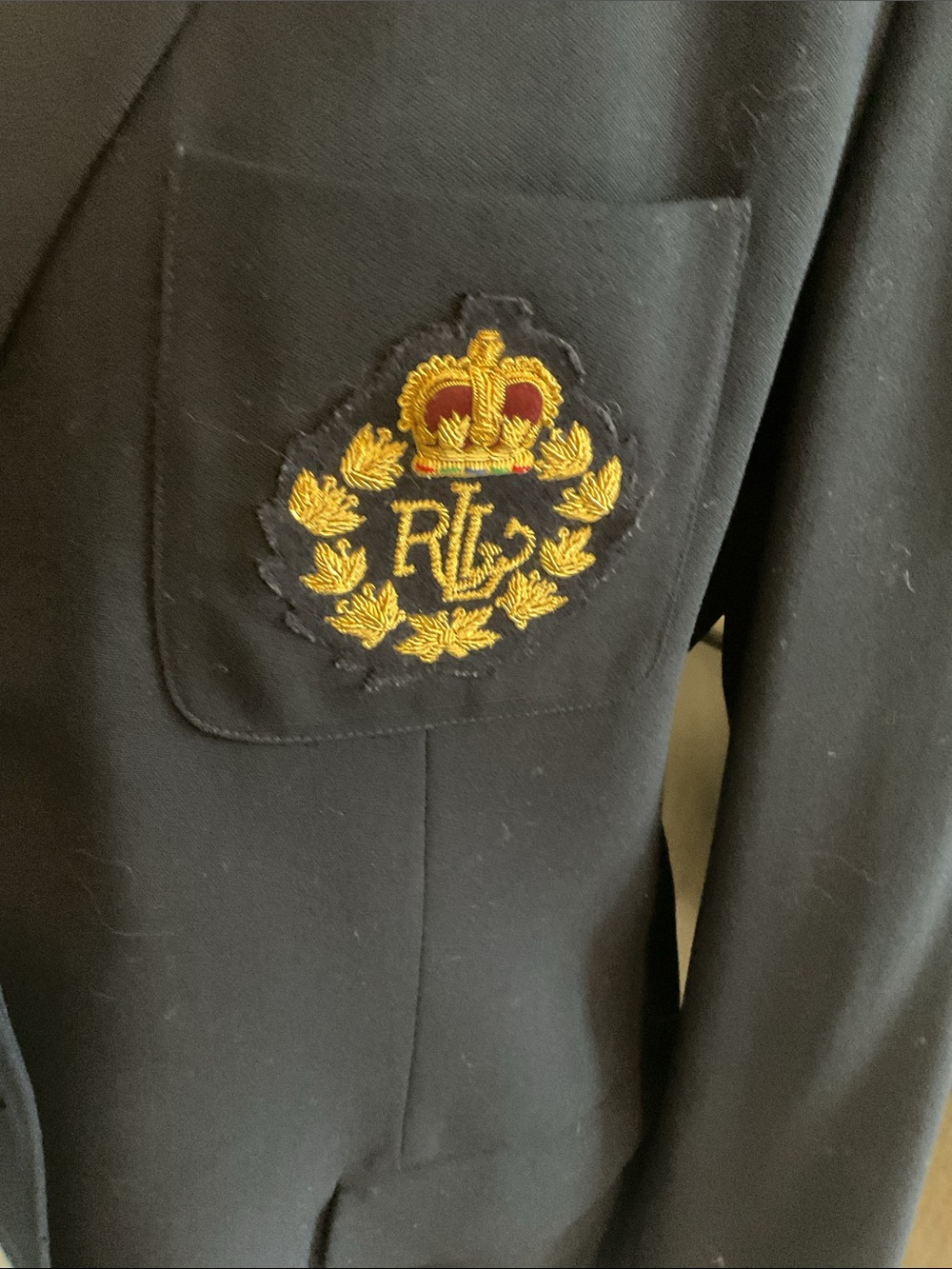 RALPH LAUREN VINTAGE 100% wool Navy blue blazer - Picture 2 of 7
